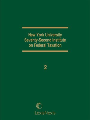 cover image of New York University 72nd Institute on Federal Taxation